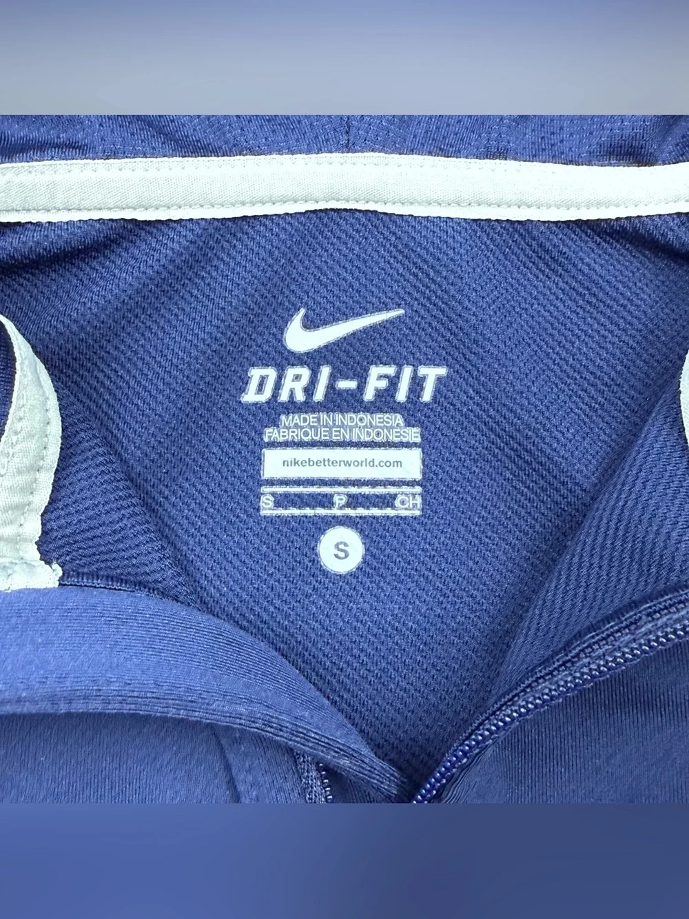 Nike Navy Blue Half-Zip Hoodie with Crest